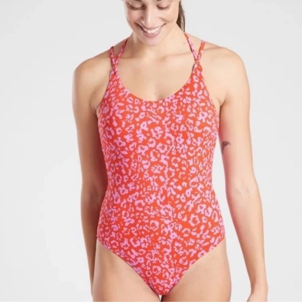 Athleta Leopard Print Keyhole one piece swimsuit size XXS